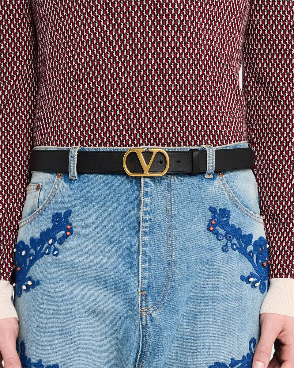 Valentino Garavani Men's VLogo Box Leather Belt