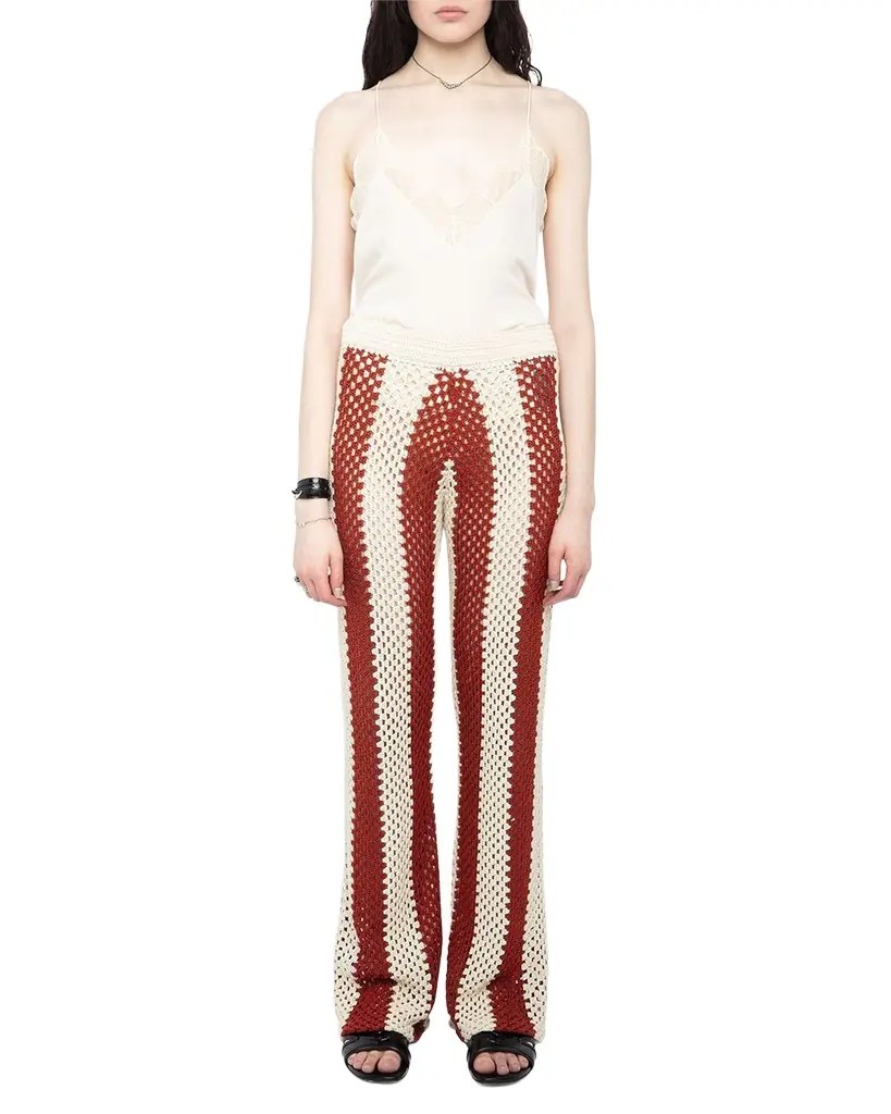 Zadig & Voltaire Pia Striped Crochet-Knit Pants | Image 1 Zadig & Voltaire Pia Striped Crochet-Knit Pants | Image 1