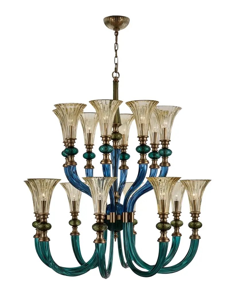 Allegri Crystal by Kalco Lighting Tinta 16-Light 2-Tier Chandelier, 44" Tall | Image 1 Allegri Crystal by Kalco Lighting Tinta 16-Light 2-Tier Chandelier, 44" Tall | Image 1