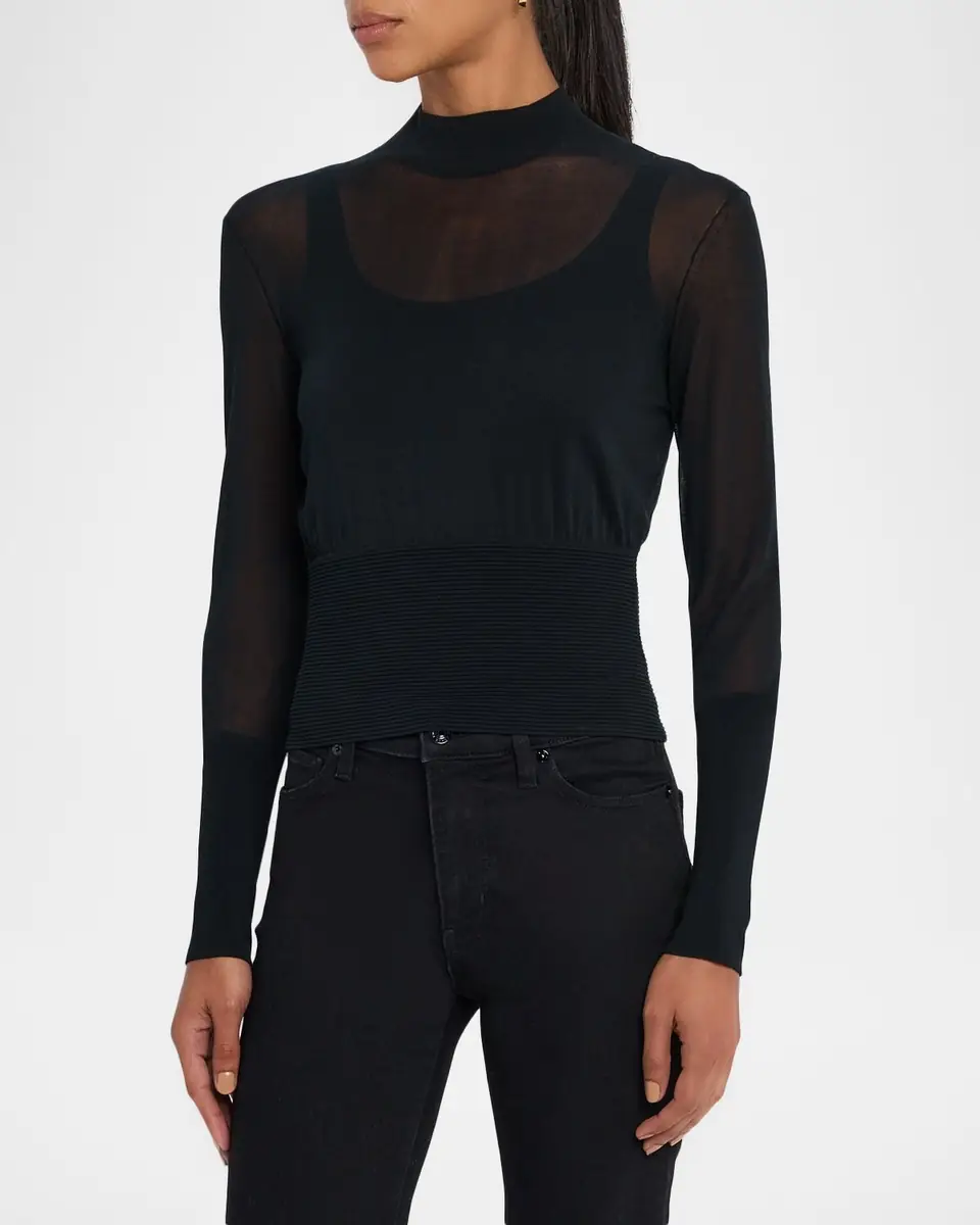 FRAME The Sleek Sheer Sweater | Thumbnail 4 FRAME The Sleek Sheer Sweater | Thumbnail 4