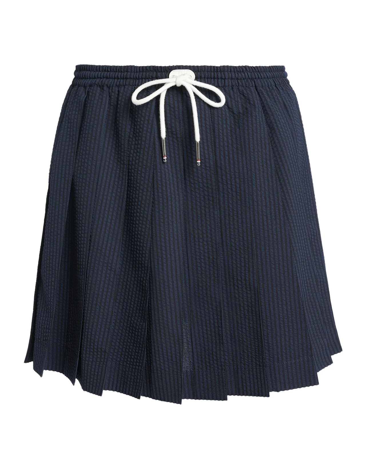 Pleated Seersucker Mini Drawstring Skirt Pleated Seersucker Mini Drawstring Skirt