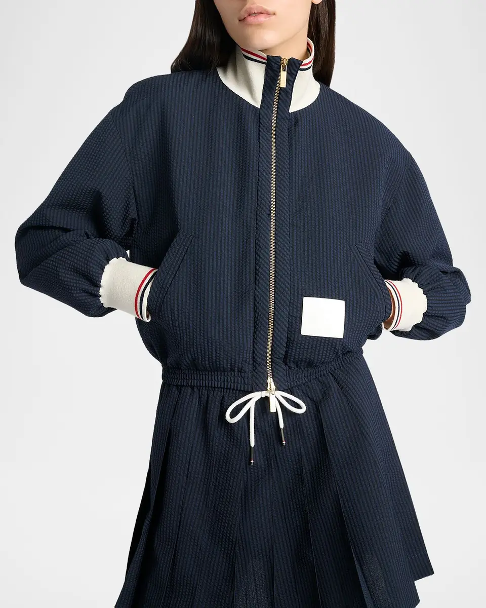 Thom Browne Seersucker Drawstring Track Jacket | Thumbnail 4