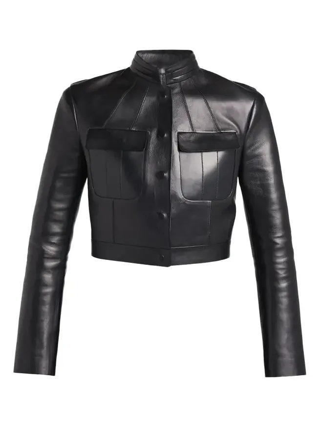 Nappa Leather Single-Breasted Crop Jacket Nappa Leather Single-Breasted Crop Jacket