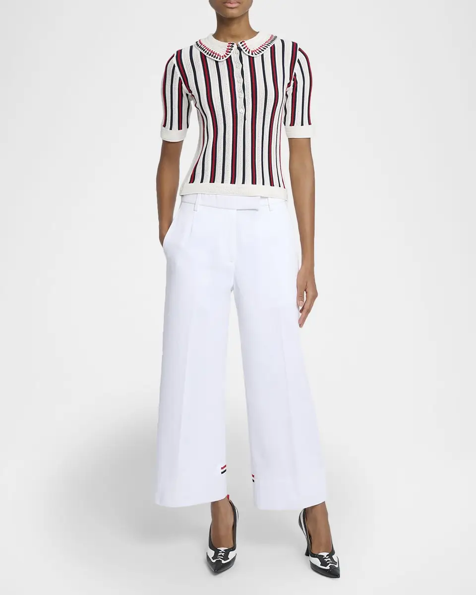 Thom Browne Striped-Trim Straight-Leg Ankle Trousers | Thumbnail 2