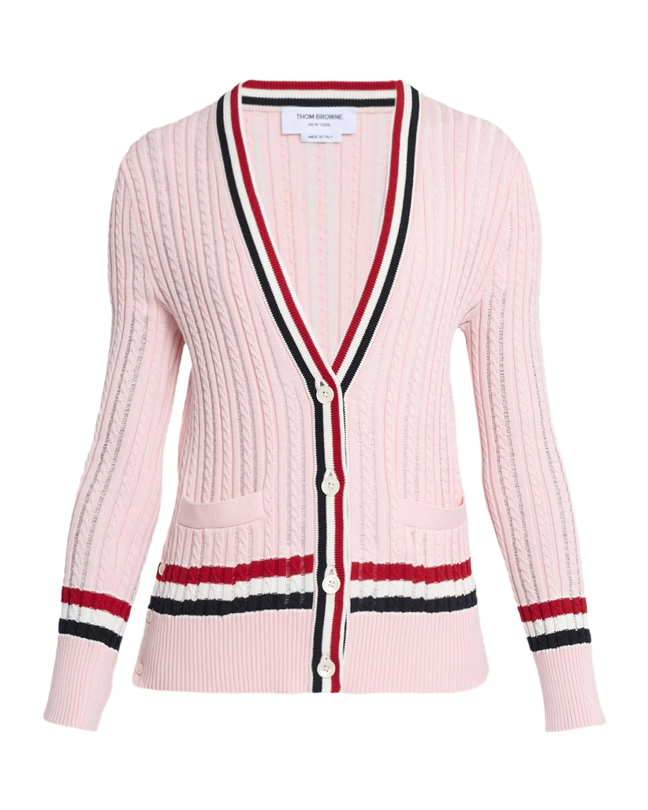 Ladder Cable Knit V-Neck Cardigan