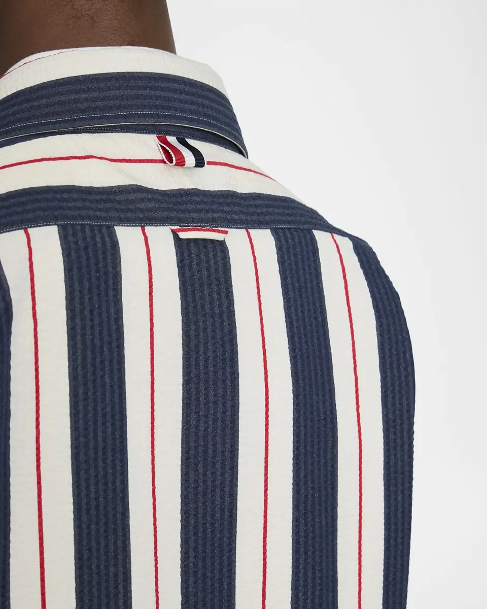 Thom Browne Men's Cotton Stripe Full-Zip Shirt | Thumbnail 5