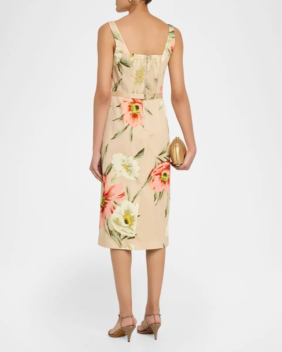 Ungaro Cyra Floral-Print Stretch Cotton Midi Sheath Dress | Thumbnail 2 Ungaro Cyra Floral-Print Stretch Cotton Midi Sheath Dress | Thumbnail 2