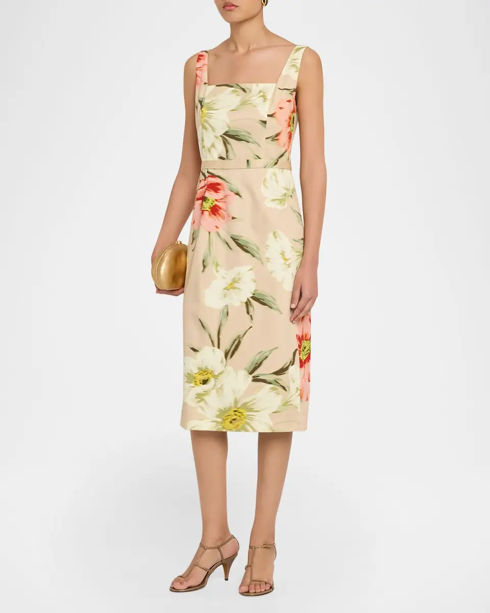 Ungaro Cyra Floral-Print Stretch Cotton Midi Sheath Dress | Thumbnail 3 Ungaro Cyra Floral-Print Stretch Cotton Midi Sheath Dress | Thumbnail 3