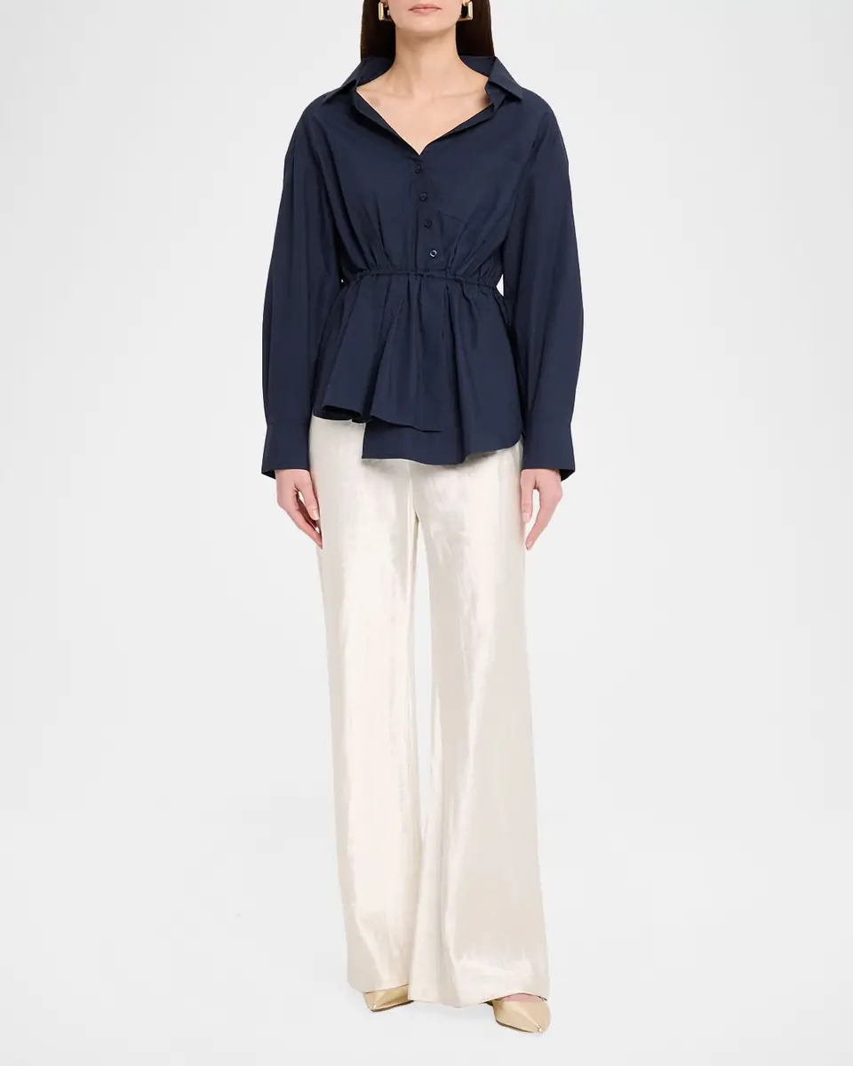 Rosie Assoulin Falling Off-The-Shoulder Cotton Poplin Shirt | Thumbnail 2