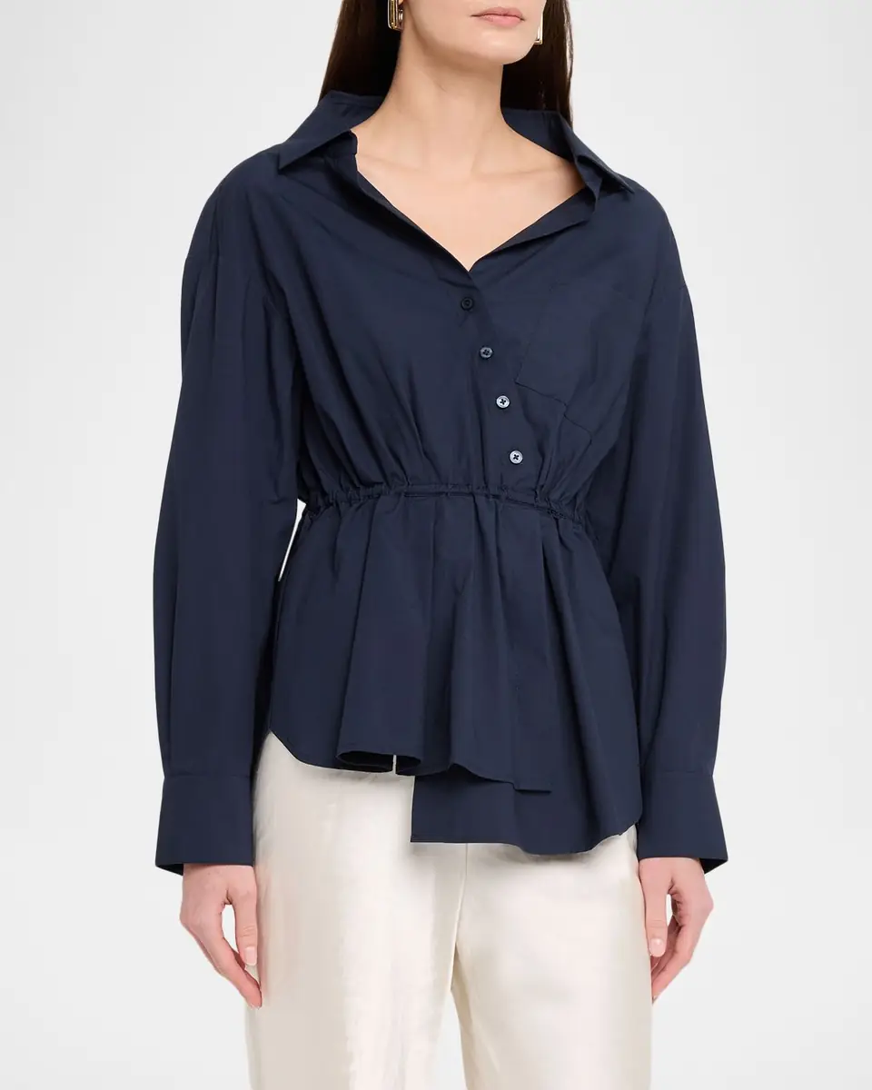 Rosie Assoulin Falling Off-The-Shoulder Cotton Poplin Shirt | Thumbnail 4
