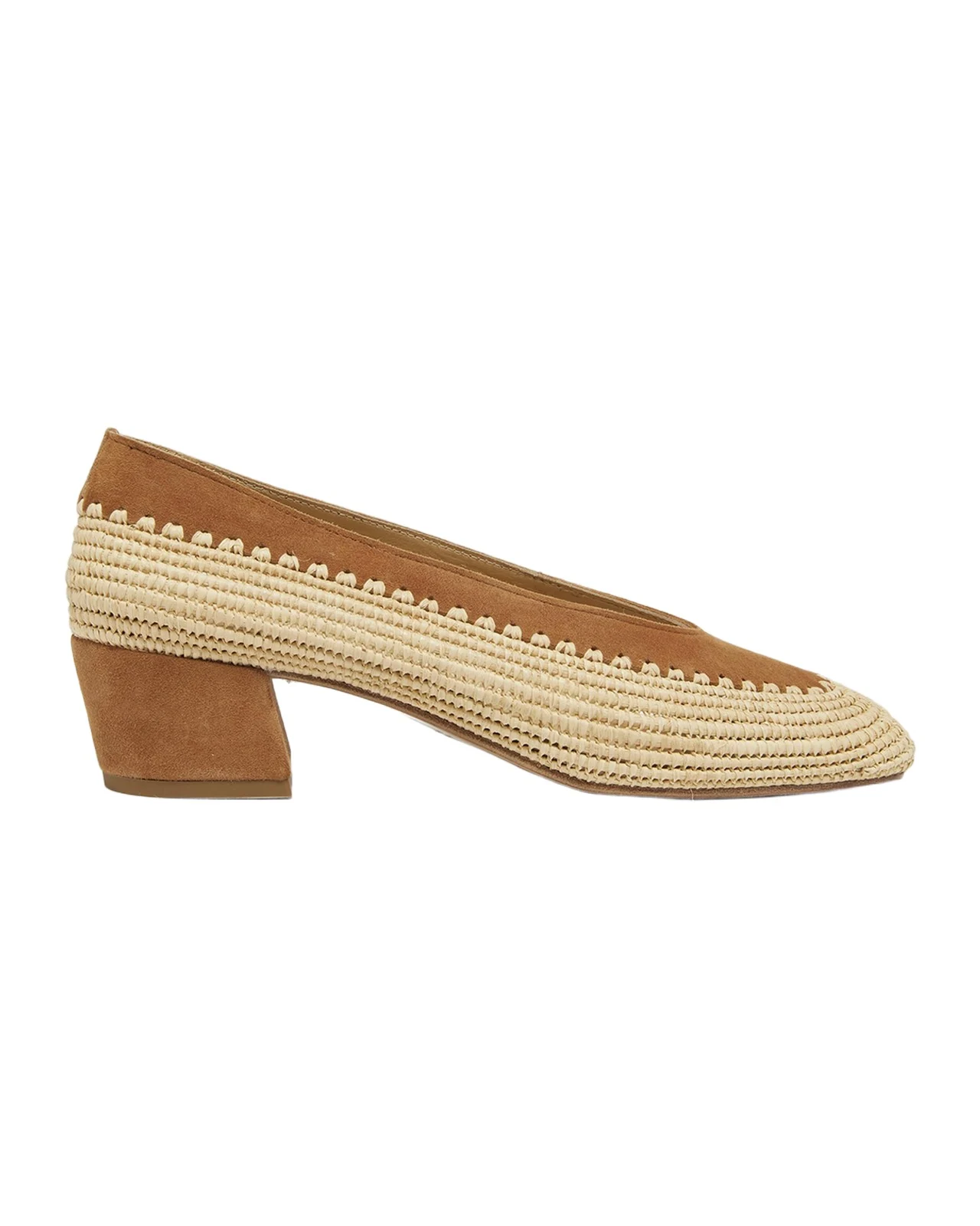 Strength Raffia & Suede Block-Heel Pumps Strength Raffia & Suede Block-Heel Pumps