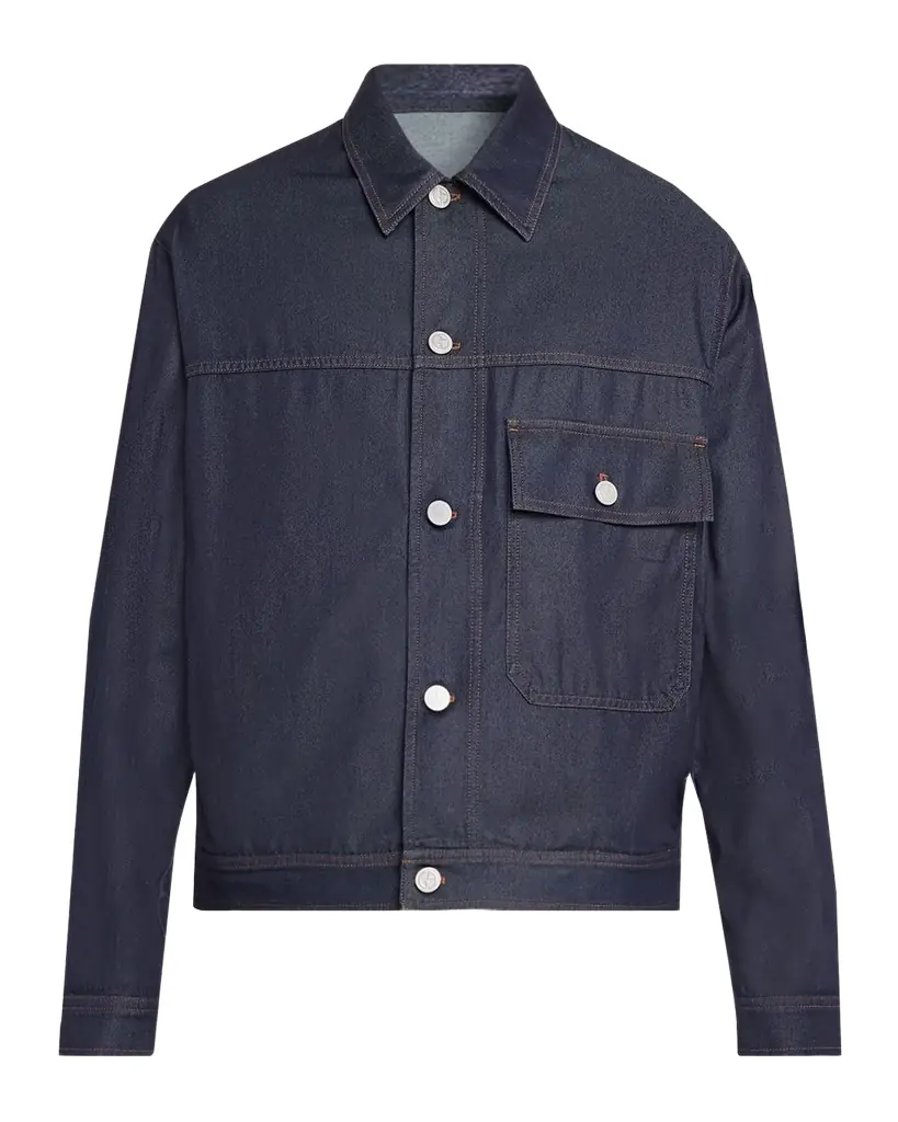 Giorgio Armani Men's Flap-Pocket Dark-Wash Denim Shirt Jacket | Image 1 Giorgio Armani Men's Flap-Pocket Dark-Wash Denim Shirt Jacket | Image 1