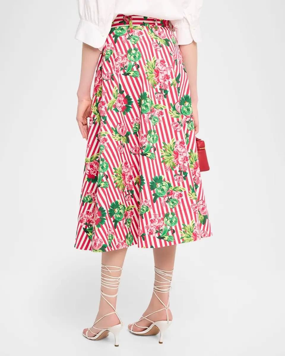 Saloni Kali-C Floral Stripe A-Line Midi Skirt | Thumbnail 2