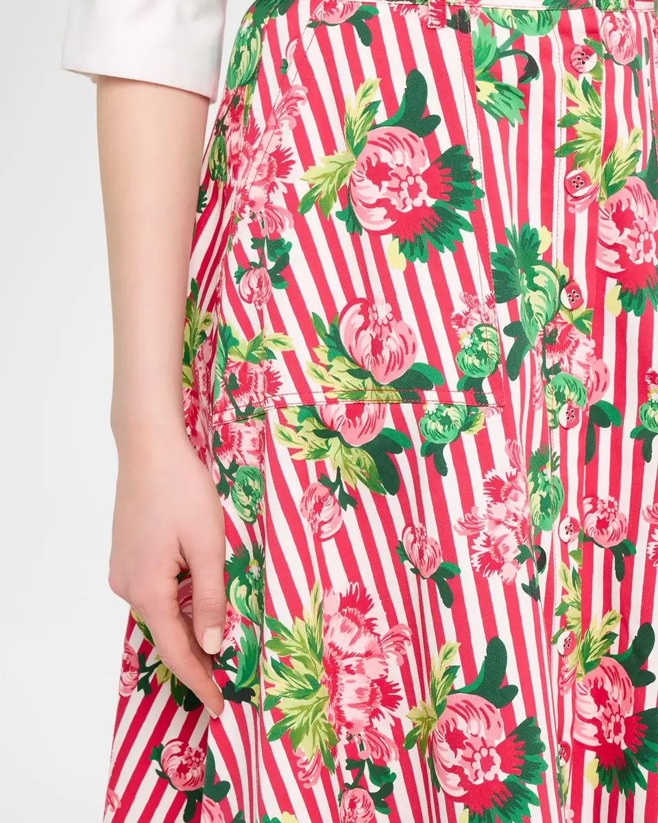 Saloni Kali-C Floral Stripe A-Line Midi Skirt | Thumbnail 4