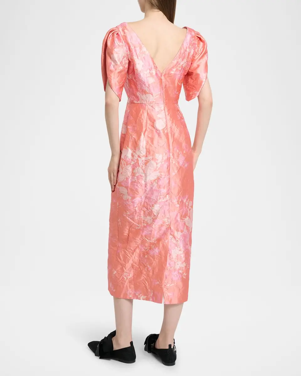 Erdem Floral-Print Textured Satin Midi Dress | Thumbnail 2 Erdem Floral-Print Textured Satin Midi Dress | Thumbnail 2