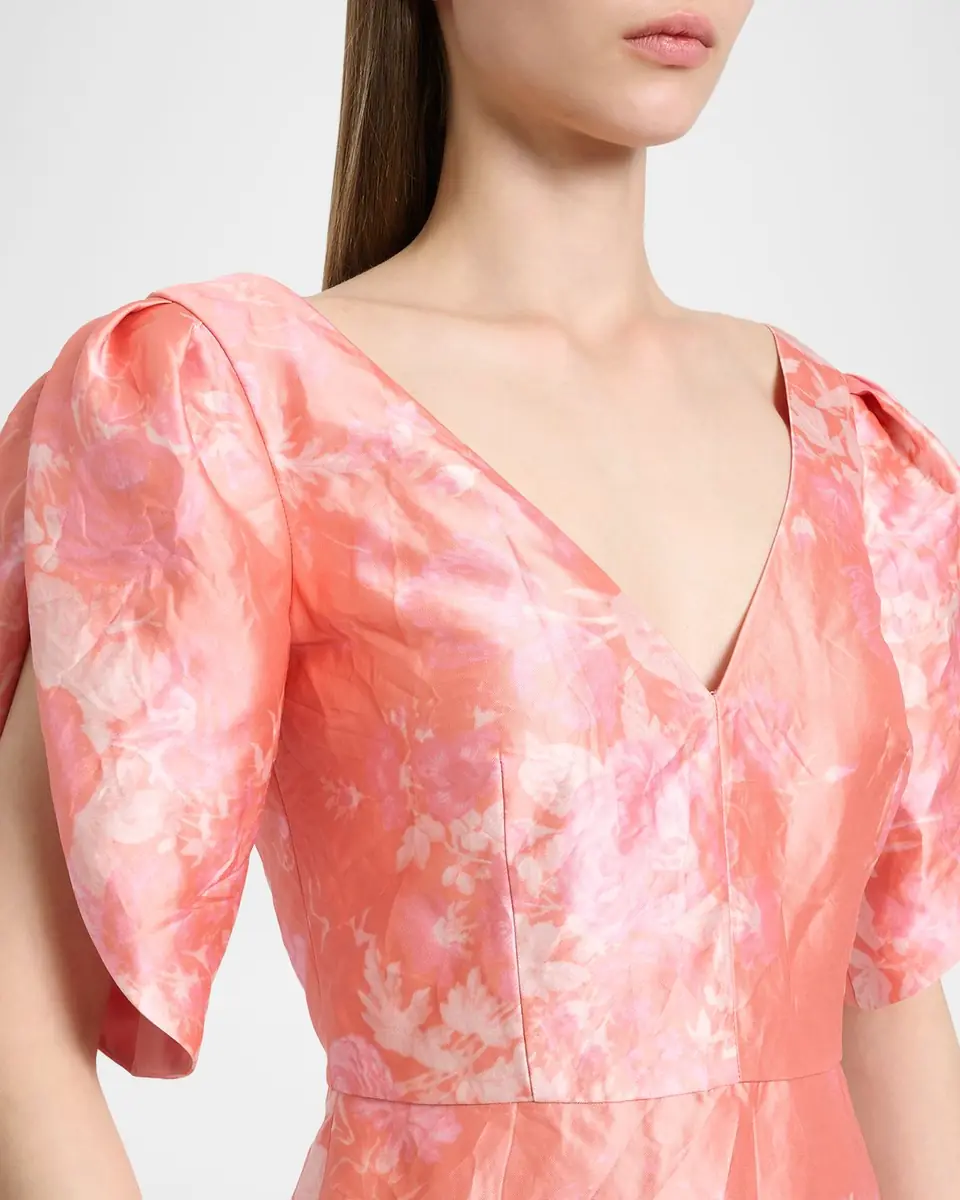 Erdem Floral-Print Textured Satin Midi Dress | Thumbnail 4 Erdem Floral-Print Textured Satin Midi Dress | Thumbnail 4