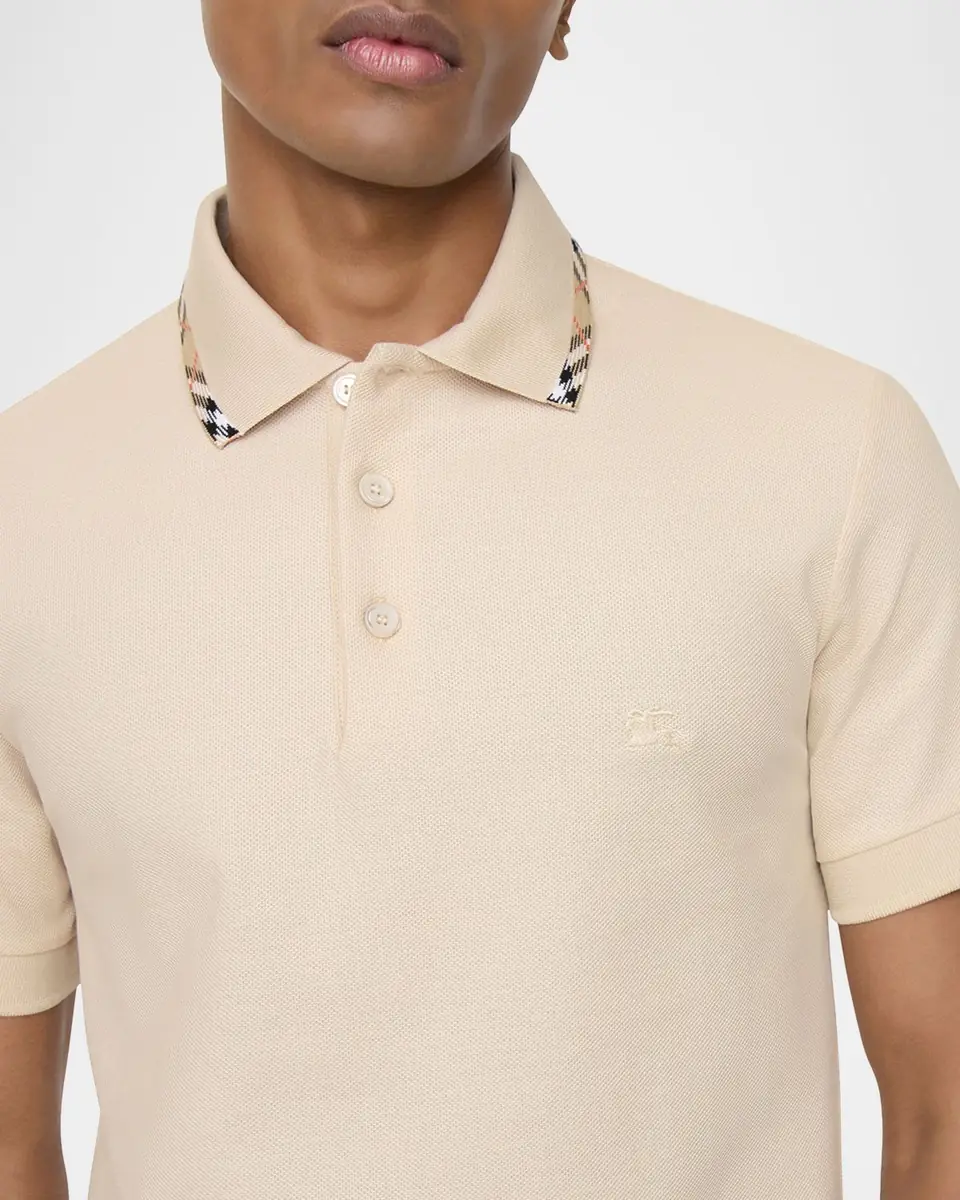 Burberry Men's Slim Fit Check-Placket Pique Polo Shirt | Thumbnail 3 Burberry Men's Slim Fit Check-Placket Pique Polo Shirt | Thumbnail 3