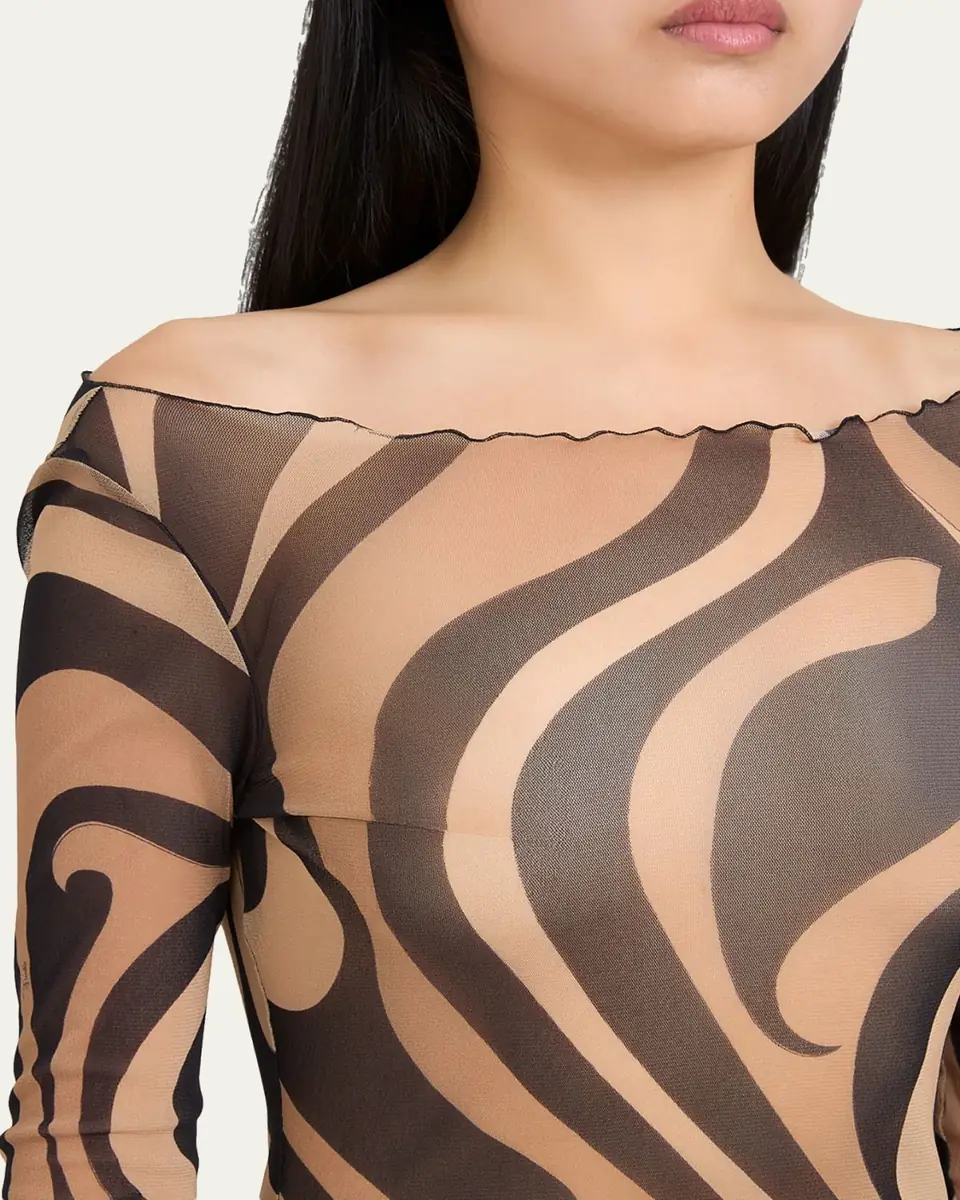 Pucci Marmo Tulle Long-Sleeve Maxi Dress | Thumbnail 9 Pucci Marmo Tulle Long-Sleeve Maxi Dress | Thumbnail 9
