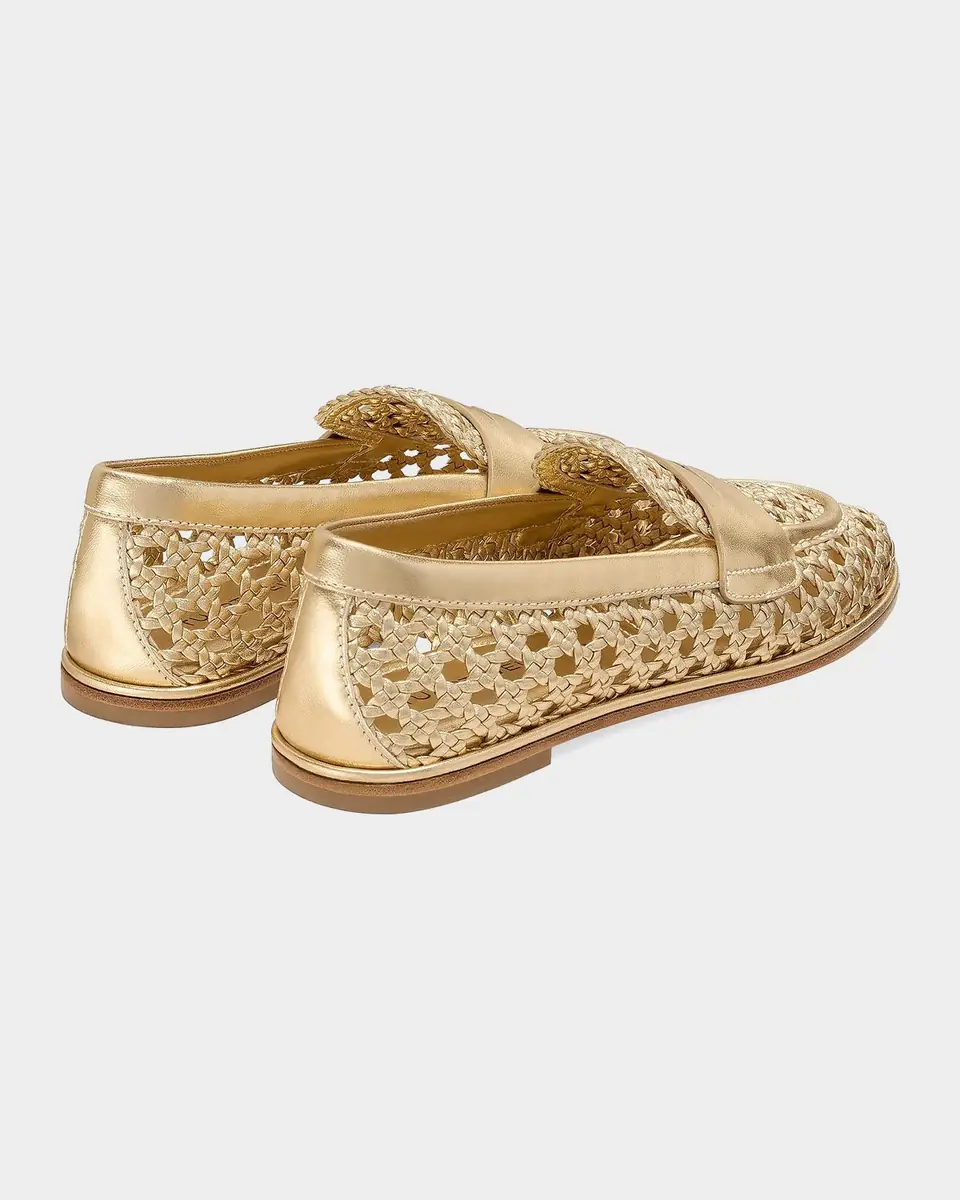 Stuart Weitzman Spencer Woven Metallic Leather Penny Loafers | Thumbnail 2
