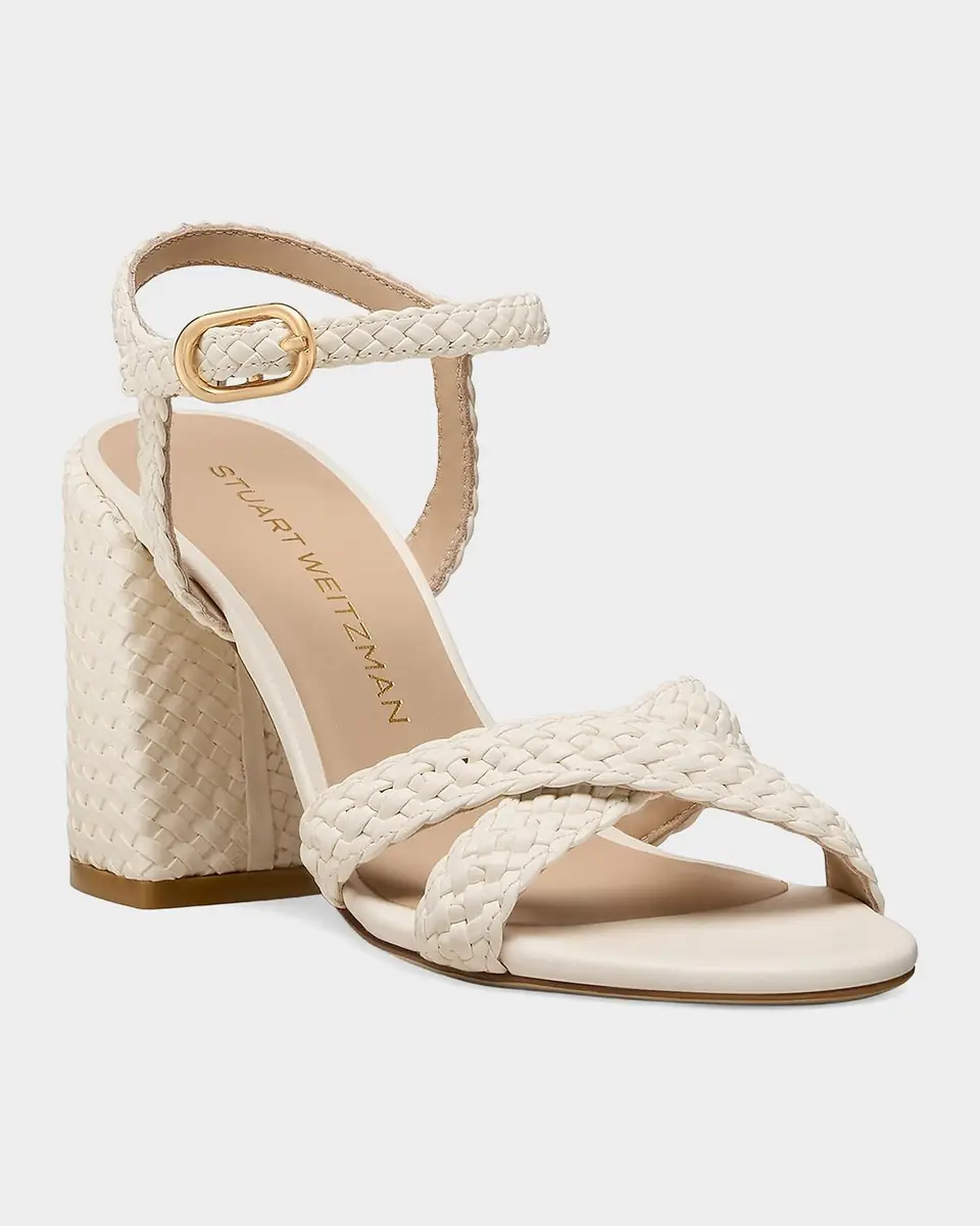 Stuart Weitzman 85mm Alyssa Woven Leather Ankle-Strap Sandals | Thumbnail 3 Stuart Weitzman 85mm Alyssa Woven Leather Ankle-Strap Sandals | Thumbnail 3