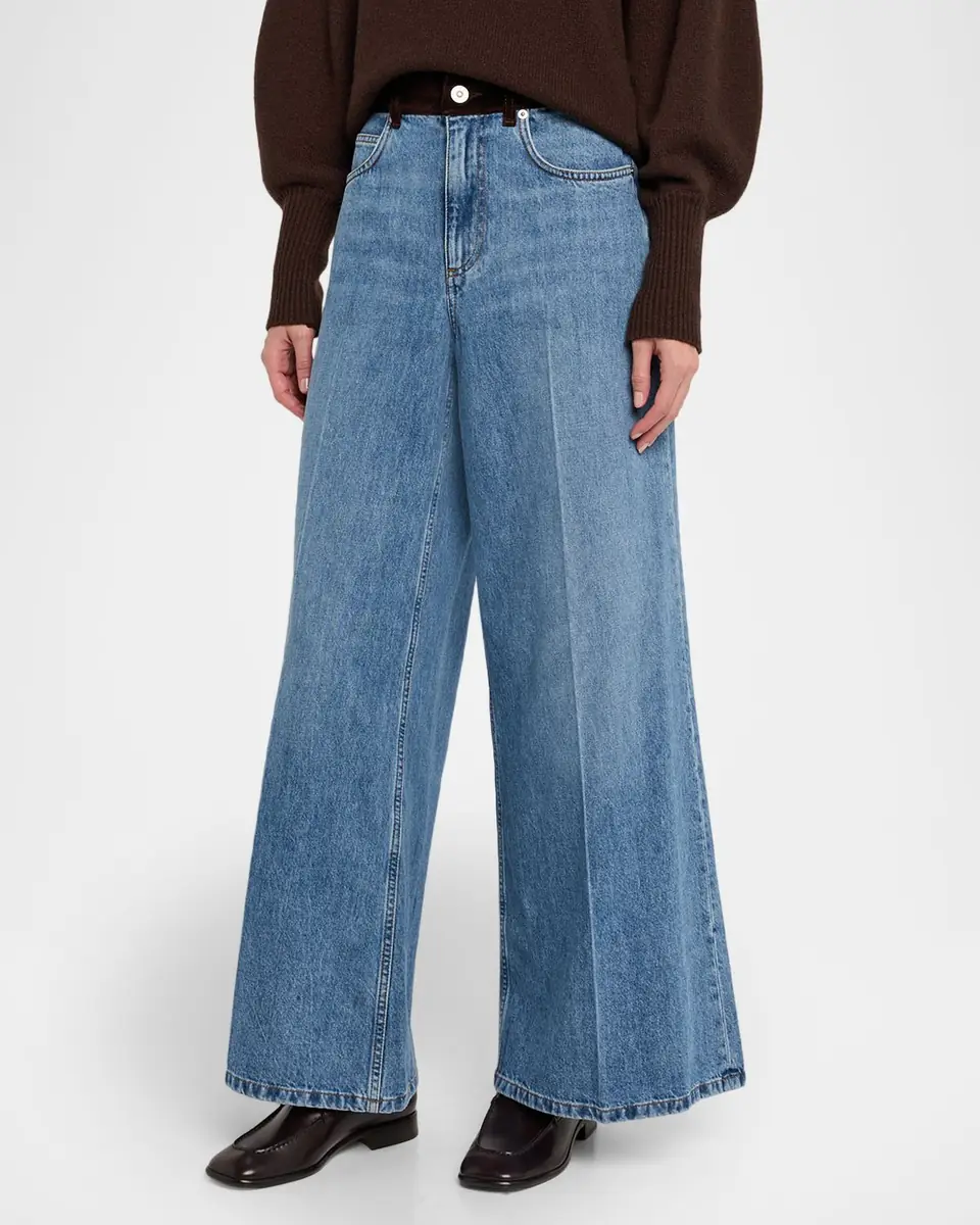 Marni Flower Patch Velvet-Waistband Wide-Leg Denim Trousers | Thumbnail 3 Marni Flower Patch Velvet-Waistband Wide-Leg Denim Trousers | Thumbnail 3