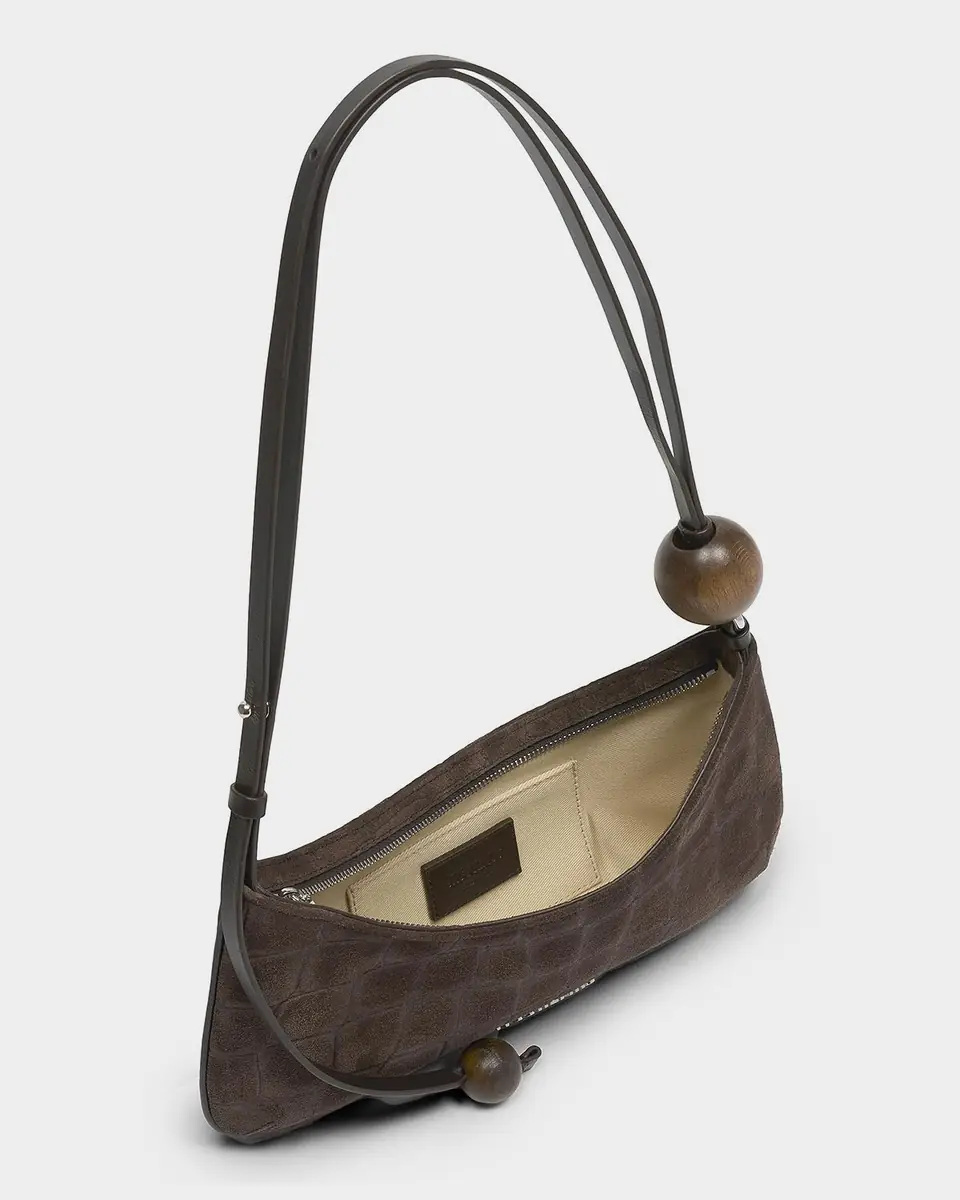Jacquemus Le Bisou Perle Croc-Embossed Suede Shoulder Bag | Thumbnail 3