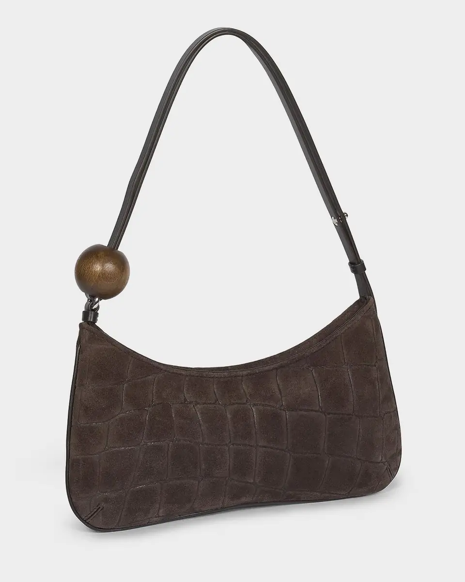 Jacquemus Le Bisou Perle Croc-Embossed Suede Shoulder Bag | Thumbnail 4
