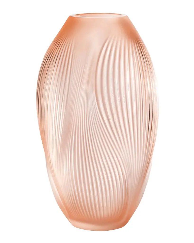 Lalique Alize 15" Crystal Vase with Coral Patina | Image 1 Lalique Alize 15" Crystal Vase with Coral Patina | Image 1