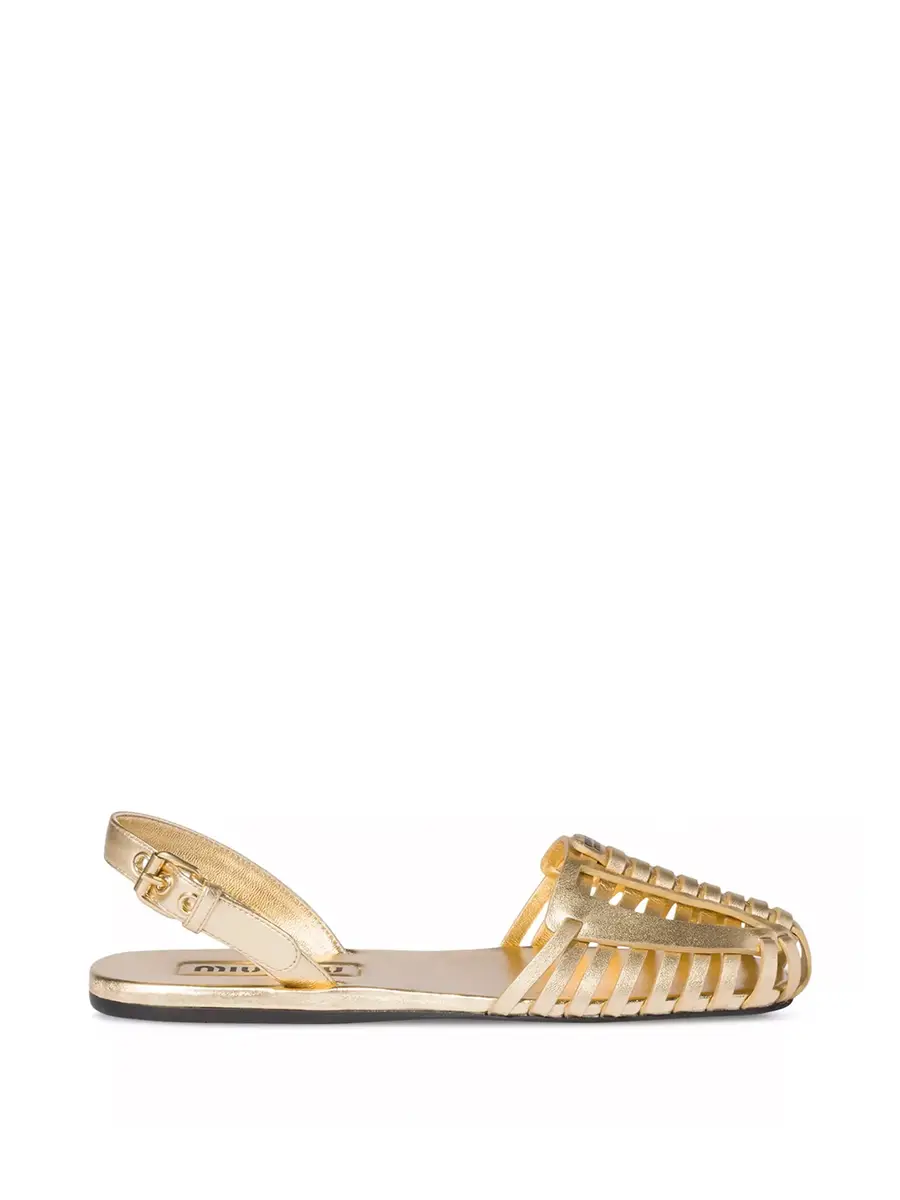 Miu Miu Metallic Leather Fisherman Slingback Sandals | Image 1 Miu Miu Metallic Leather Fisherman Slingback Sandals | Image 1