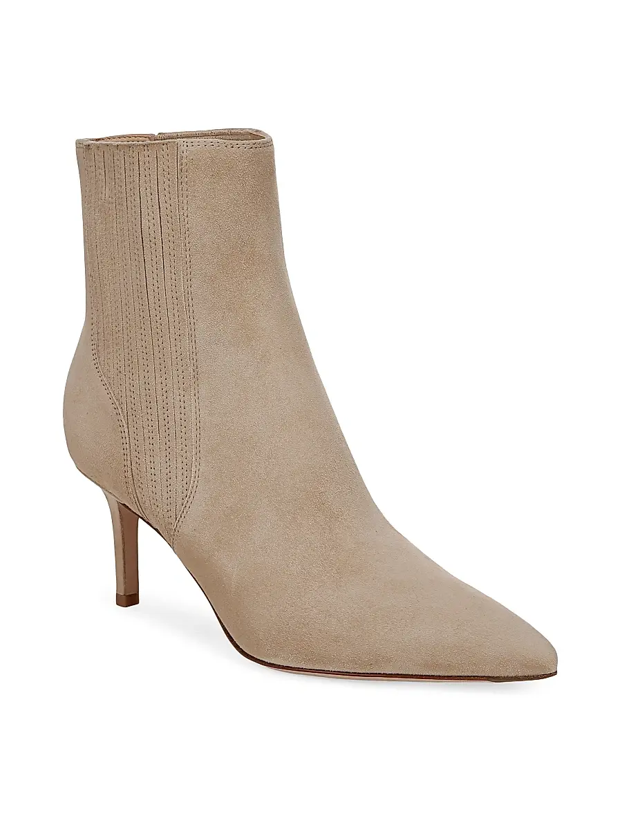 Veronica Beard Women's Lisa 70MM Suede Ankle Booties - Sand | Thumbnail 2 Veronica Beard Women's Lisa 70MM Suede Ankle Booties - Sand | Thumbnail 2