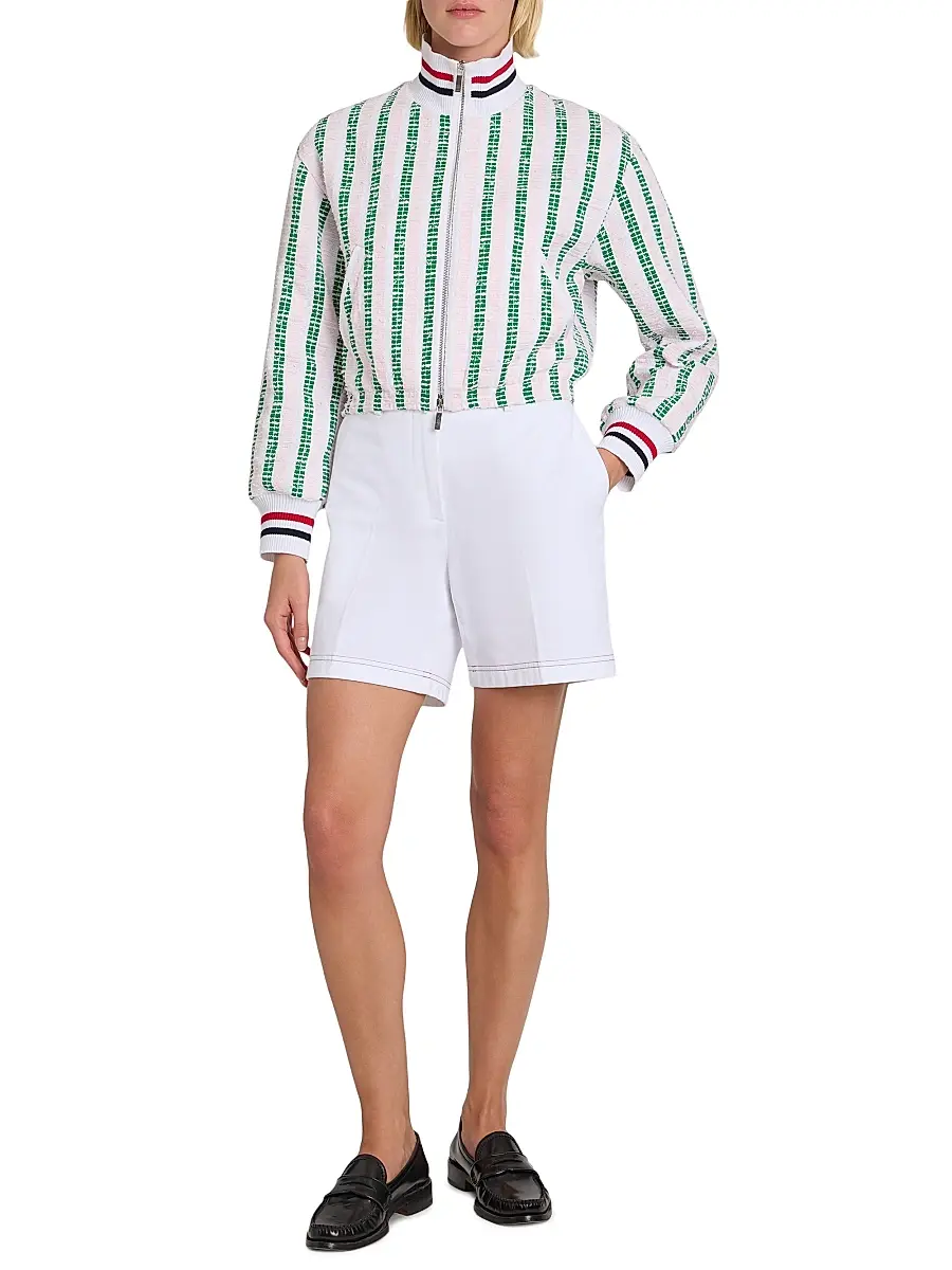Thom Browne Women's Striped Grosgrain Tweed Jacket | Thumbnail 2 Thom Browne Women's Striped Grosgrain Tweed Jacket | Thumbnail 2