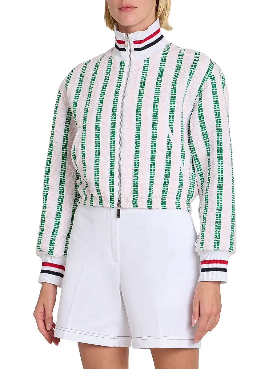 Thom Browne Women's Striped Grosgrain Tweed Jacket | Thumbnail 3 Thom Browne Women's Striped Grosgrain Tweed Jacket | Thumbnail 3