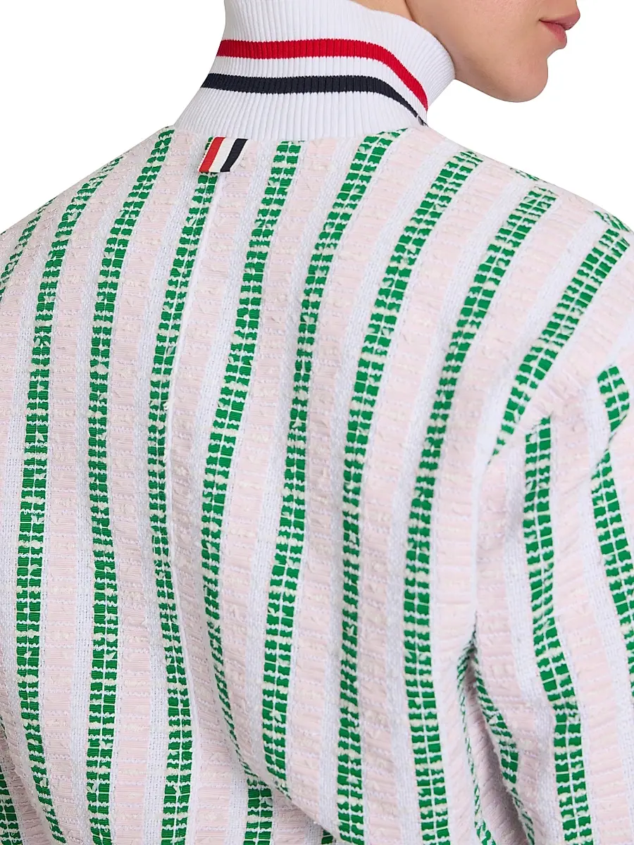 Thom Browne Women's Striped Grosgrain Tweed Jacket | Thumbnail 6 Thom Browne Women's Striped Grosgrain Tweed Jacket | Thumbnail 6