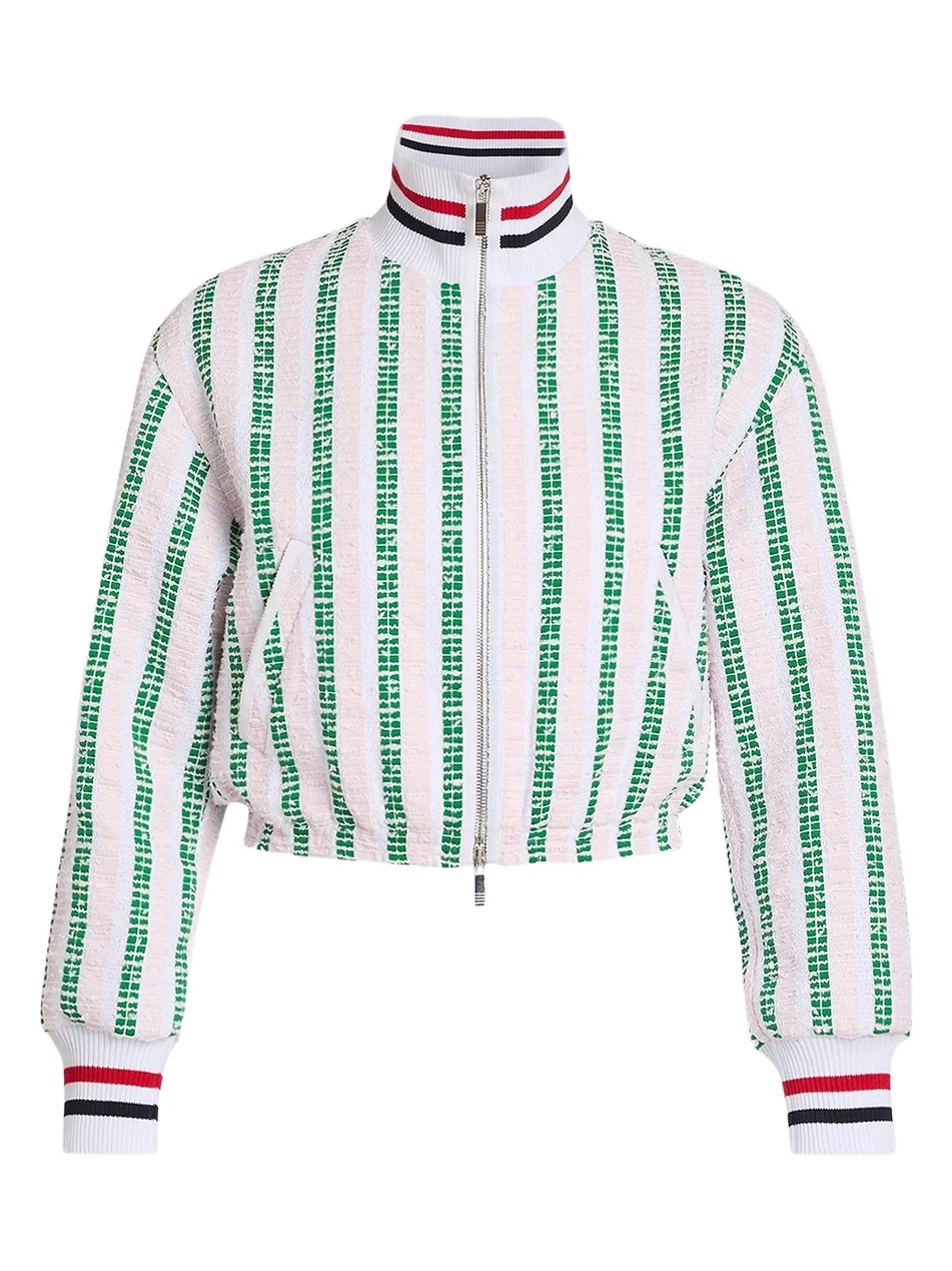 Women's Striped Grosgrain Tweed Jacket Women's Striped Grosgrain Tweed Jacket