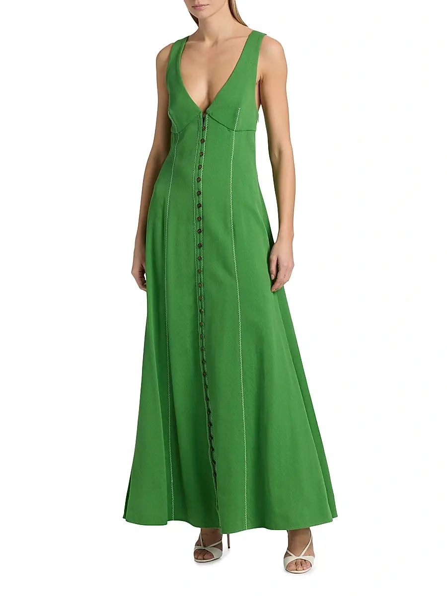 Rosie Assoulin Women's Row, Row, Row Your Buttons Crepe Maxi Dress | Thumbnail 3 Rosie Assoulin Women's Row, Row, Row Your Buttons Crepe Maxi Dress | Thumbnail 3