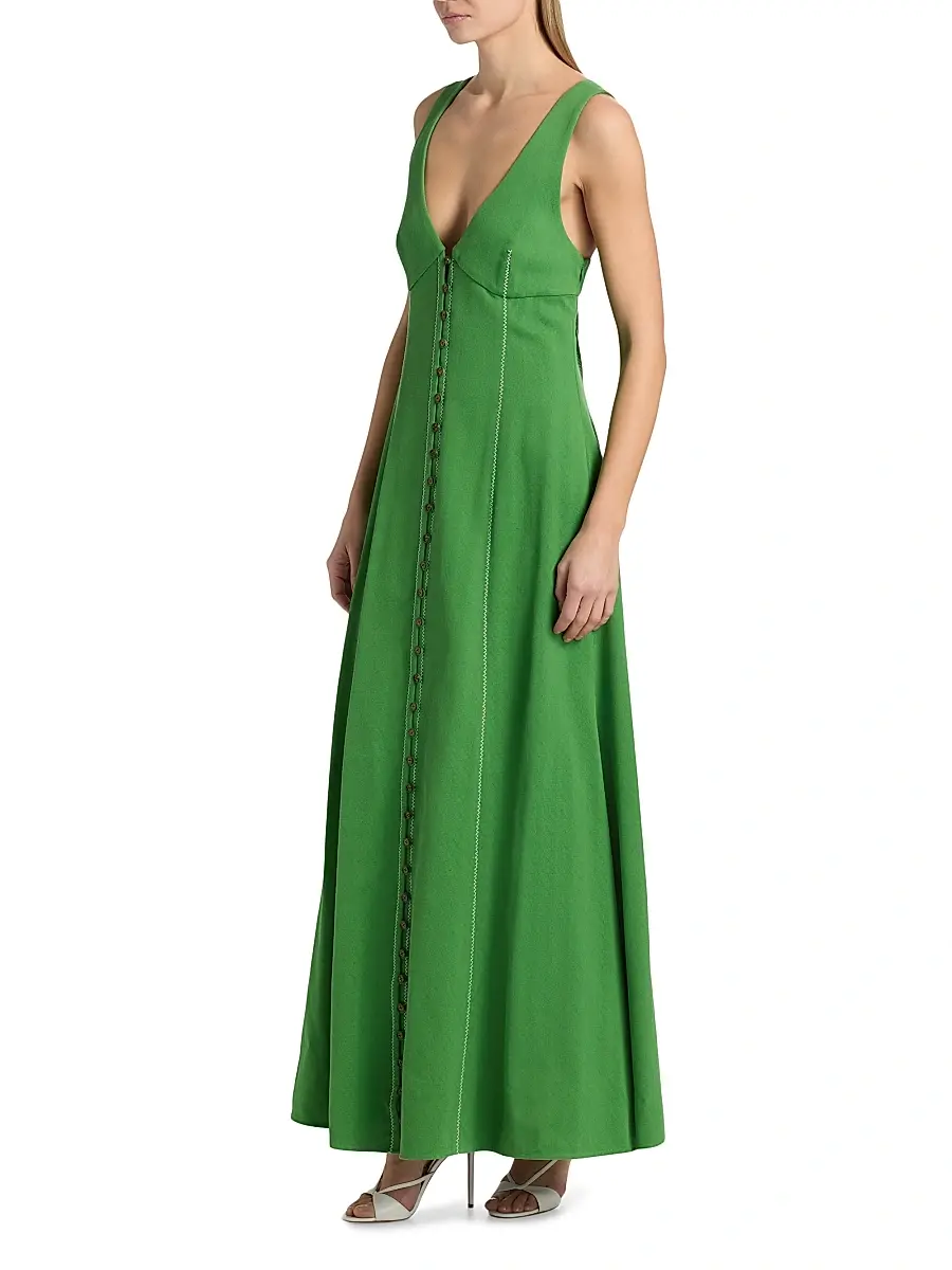 Rosie Assoulin Women's Row, Row, Row Your Buttons Crepe Maxi Dress | Thumbnail 4 Rosie Assoulin Women's Row, Row, Row Your Buttons Crepe Maxi Dress | Thumbnail 4