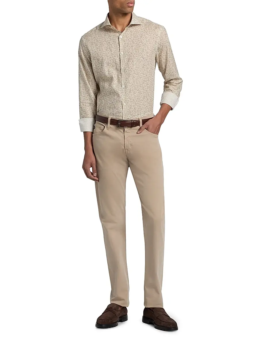 Canali Men's Floral Linen-Cotton Sport Shirt | Thumbnail 2 Canali Men's Floral Linen-Cotton Sport Shirt | Thumbnail 2