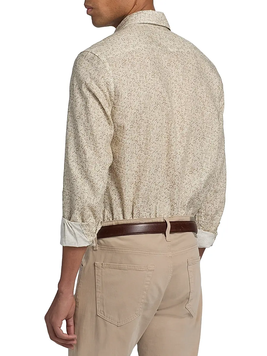 Canali Men's Floral Linen-Cotton Sport Shirt | Thumbnail 5 Canali Men's Floral Linen-Cotton Sport Shirt | Thumbnail 5
