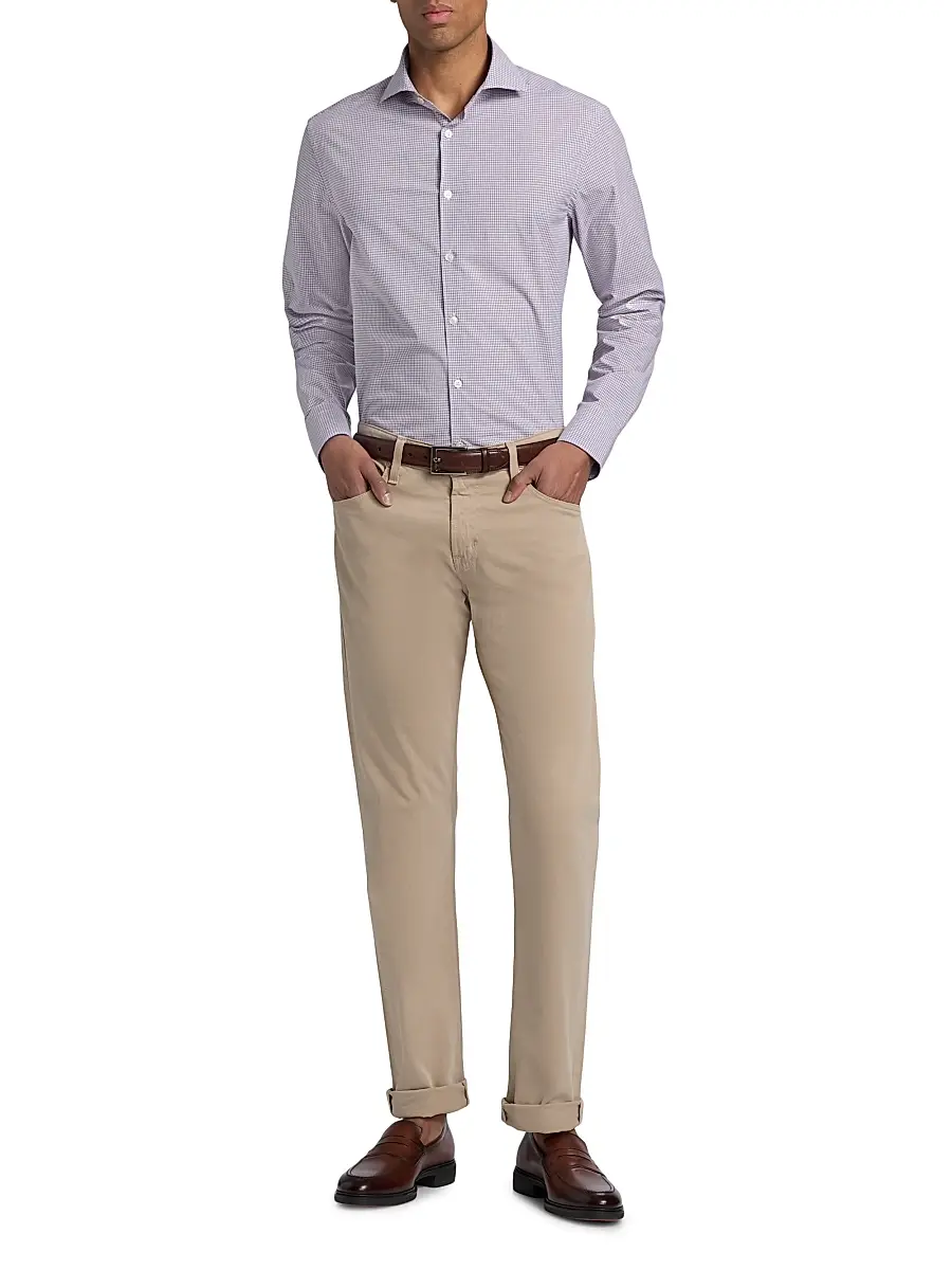 Canali Men's Micro Checked Cotton Sport Shirt | Thumbnail 2 Canali Men's Micro Checked Cotton Sport Shirt | Thumbnail 2