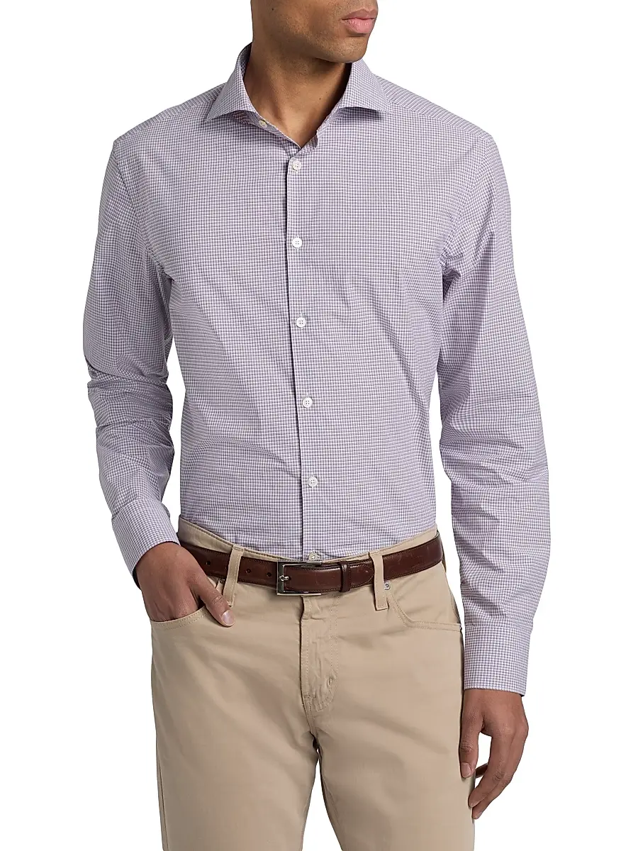 Canali Men's Micro Checked Cotton Sport Shirt | Thumbnail 3 Canali Men's Micro Checked Cotton Sport Shirt | Thumbnail 3