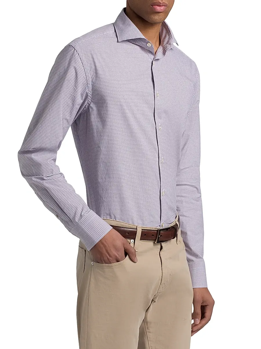 Canali Men's Micro Checked Cotton Sport Shirt | Thumbnail 4 Canali Men's Micro Checked Cotton Sport Shirt | Thumbnail 4
