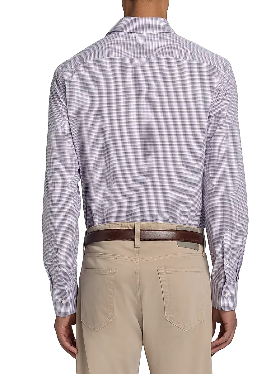 Canali Men's Micro Checked Cotton Sport Shirt | Thumbnail 5 Canali Men's Micro Checked Cotton Sport Shirt | Thumbnail 5