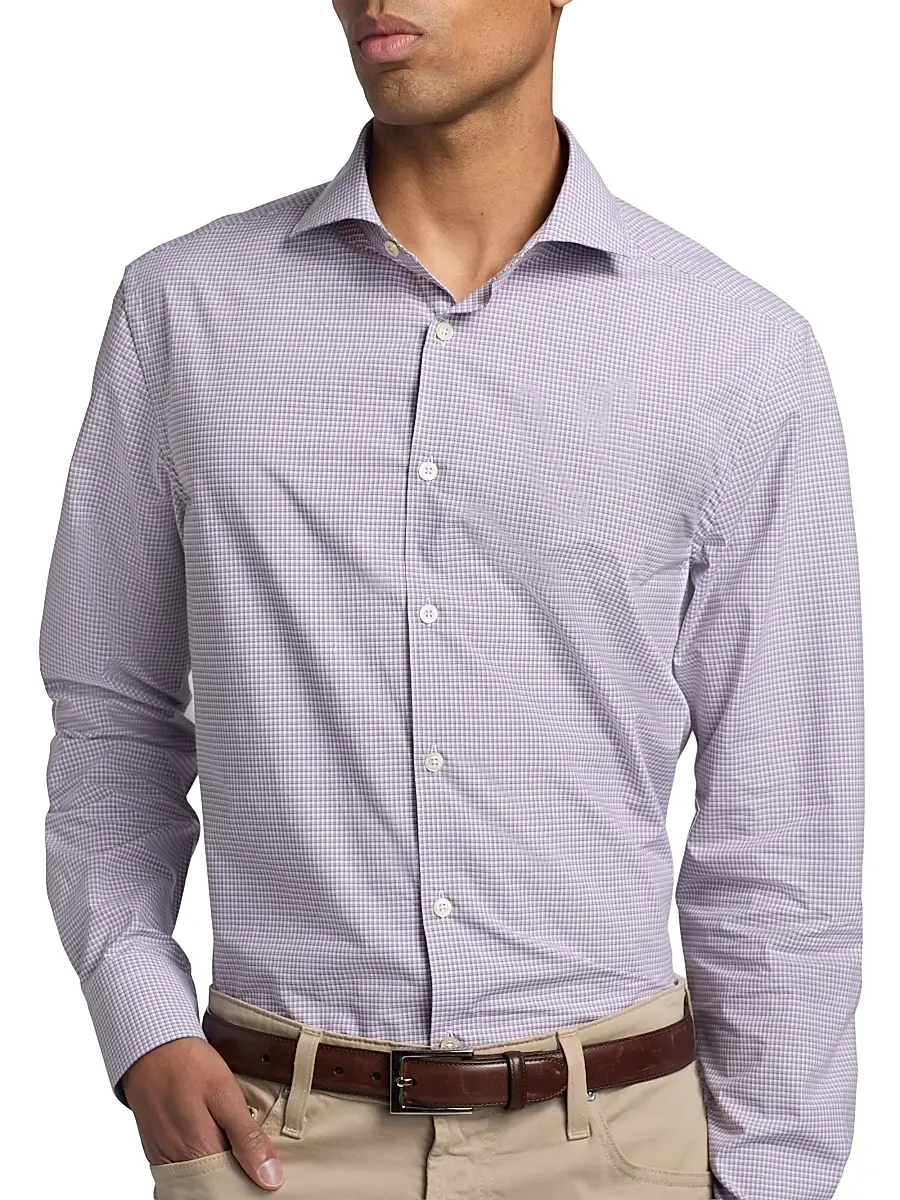 Canali Men's Micro Checked Cotton Sport Shirt | Thumbnail 6 Canali Men's Micro Checked Cotton Sport Shirt | Thumbnail 6
