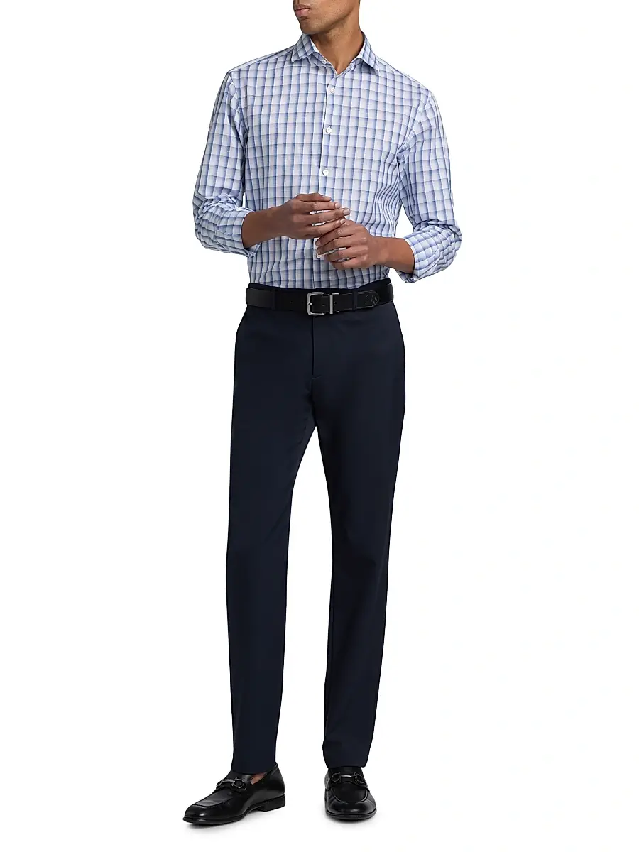 Canali Men's Plaid Cotton-Linen Sport Shirt | Thumbnail 2 Canali Men's Plaid Cotton-Linen Sport Shirt | Thumbnail 2