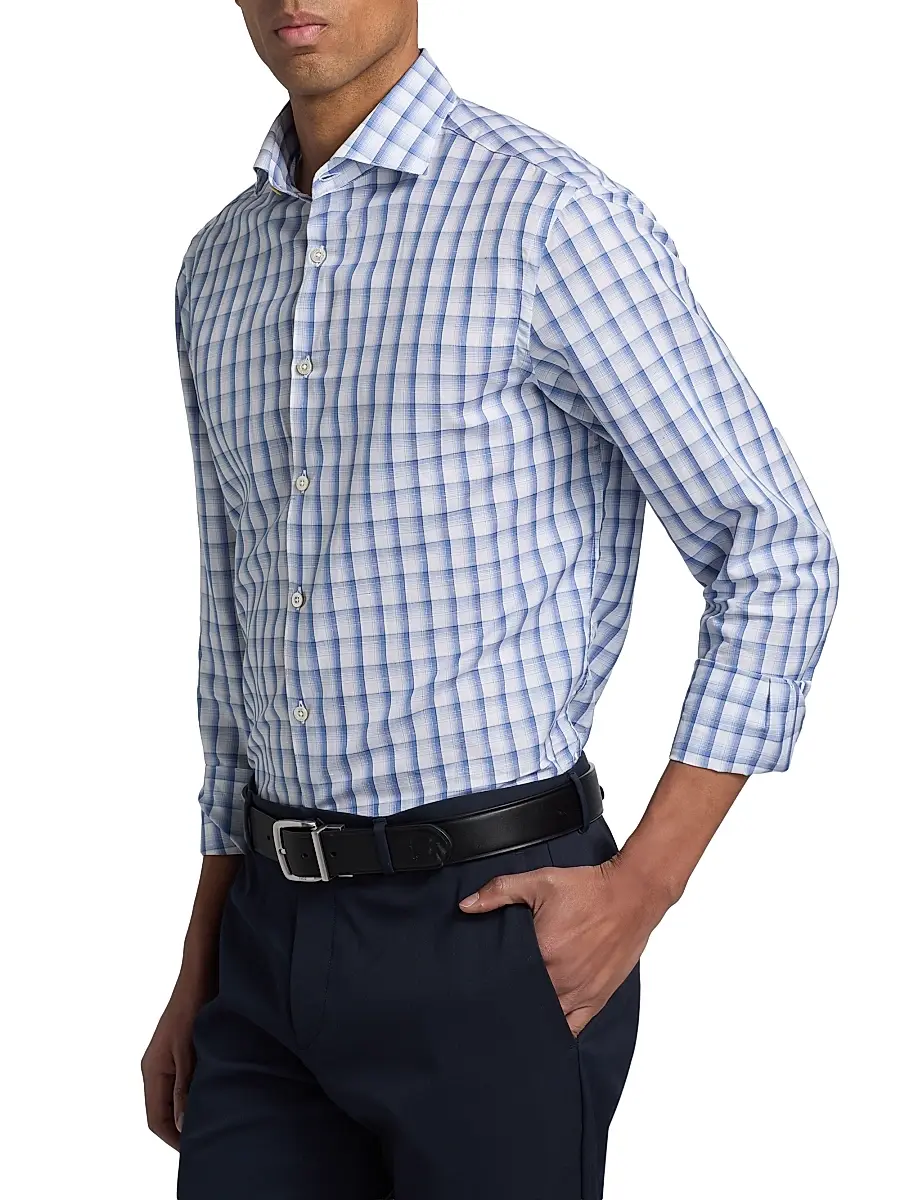 Canali Men's Plaid Cotton-Linen Sport Shirt | Thumbnail 4 Canali Men's Plaid Cotton-Linen Sport Shirt | Thumbnail 4