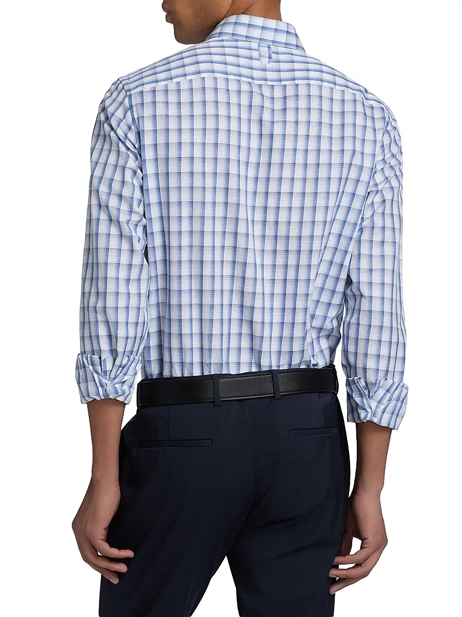 Canali Men's Plaid Cotton-Linen Sport Shirt | Thumbnail 5 Canali Men's Plaid Cotton-Linen Sport Shirt | Thumbnail 5