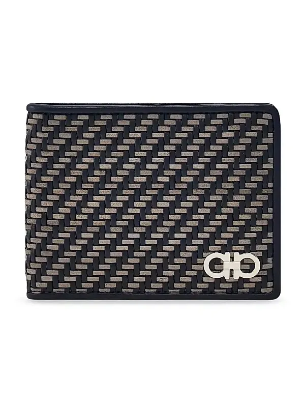 Ferragamo Men's Leather Woven Bifold Wallet