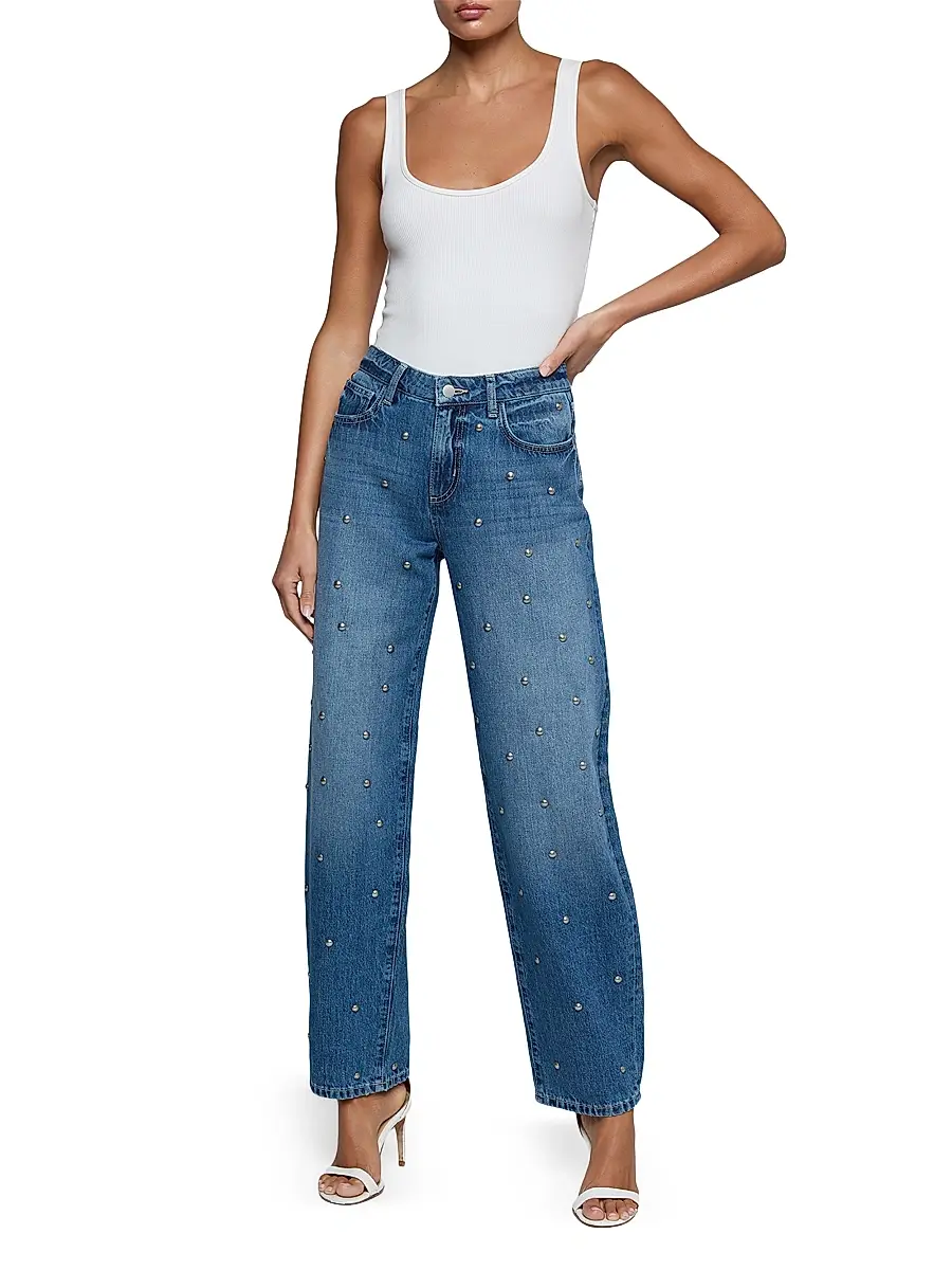 L'Agence Women's Bex Studded Rodeo Jeans | Thumbnail 2 L'Agence Women's Bex Studded Rodeo Jeans | Thumbnail 2