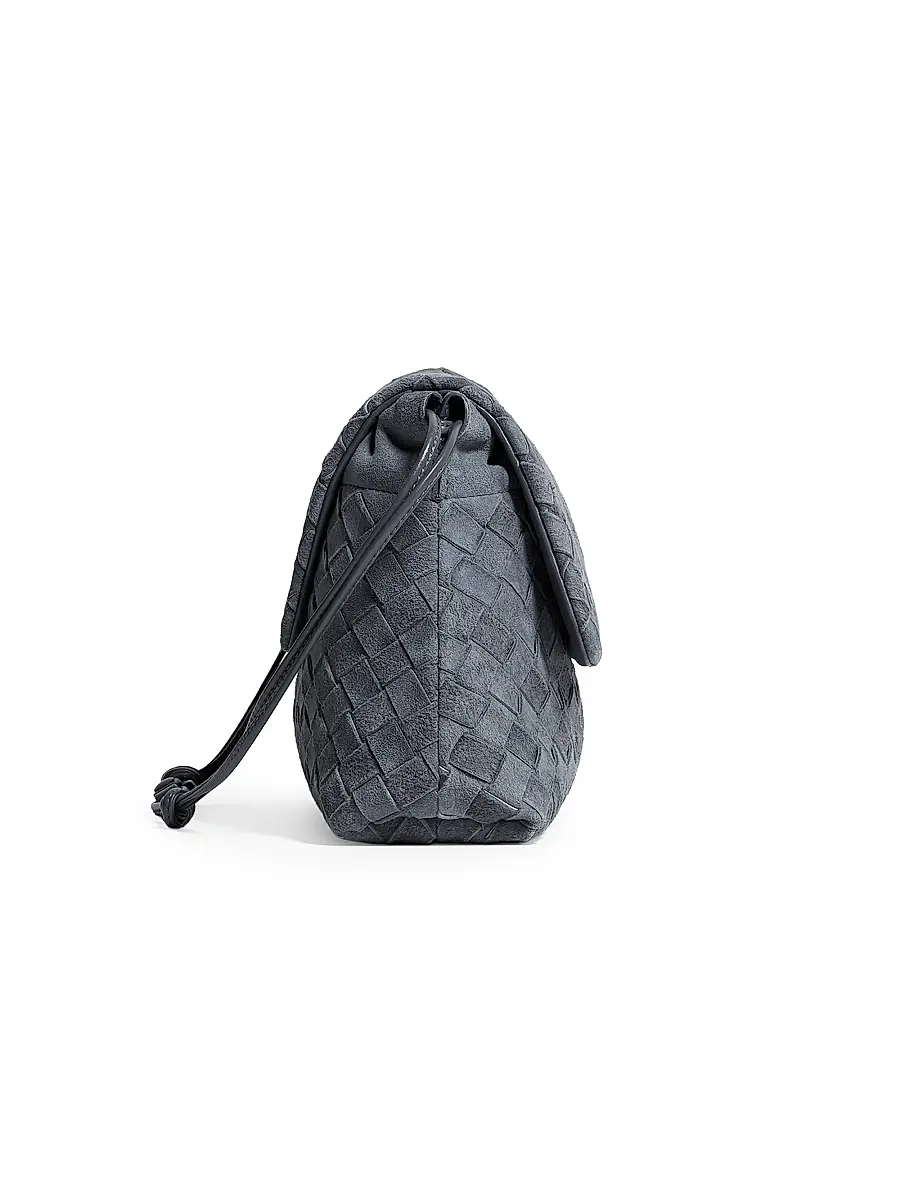 Bottega Veneta Women's Giorno Intrecciato Suede Pouch - Cloudy Indigo | Thumbnail 5 Bottega Veneta Women's Giorno Intrecciato Suede Pouch - Cloudy Indigo | Thumbnail 5