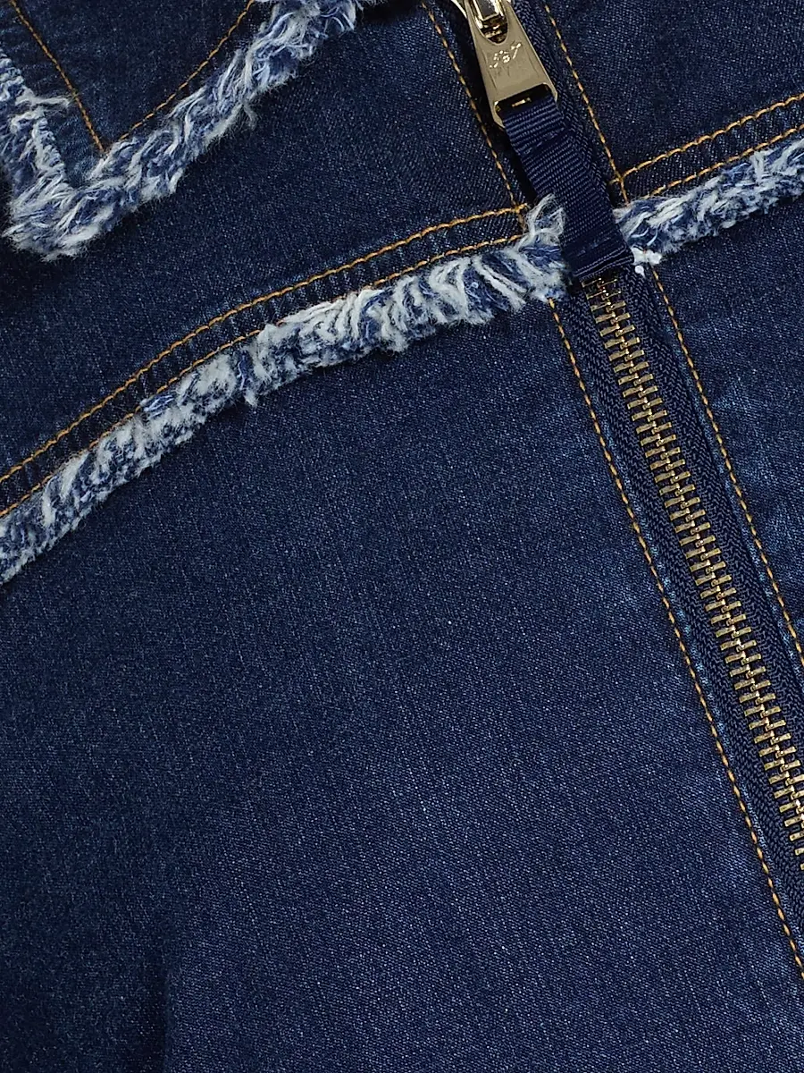 Cinq à Sept Women's Indria Denim Fringe Crop Bomber Jacket | Thumbnail 7
